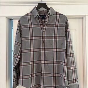 Mizzen+Main Gray and Red Plaid Shirt